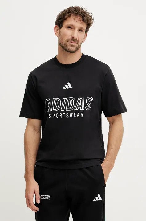 Бавовняна футболка adidas M C HOT SPW T чоловіча колір чорний з принтом JN7851