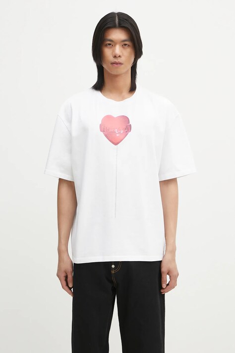 Fiorucci cotton t-shirt Lollipop Heart Print Boxy Fit T-Shirt men’s white color with a print U02SPTSH103CJ01WH03