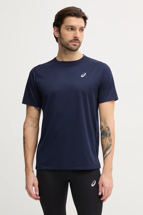 Asics tricou de alergare Core culoarea albastru marin, neted, 2011D221