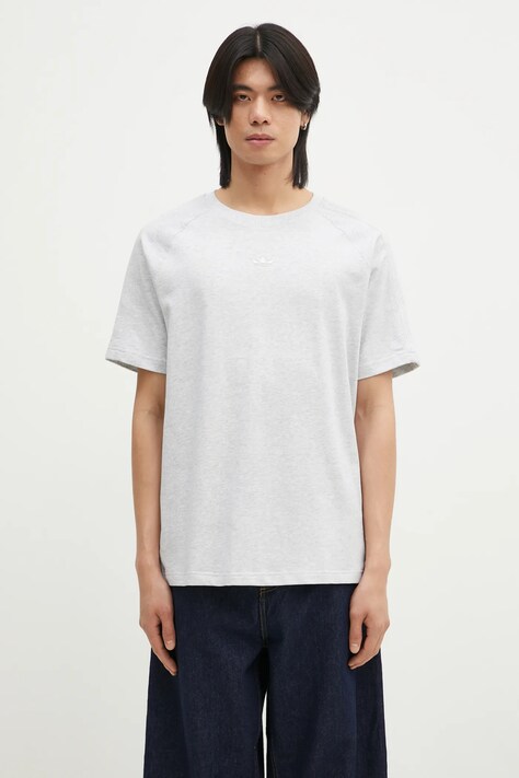 Бавовняна футболка adidas Originals Premium Essentials Tee чоловіча колір сірий з аплікацією JD3275