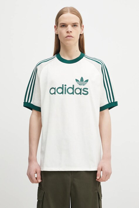 Majica kratkih rukava adidas Originals Premium Knitted Tee boja: bež, s aplikacijom, JD3407