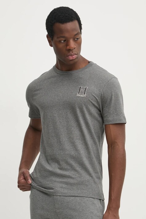 Hackett London tricou din bumbac barbati, culoarea gri, cu imprimeu, HM500858