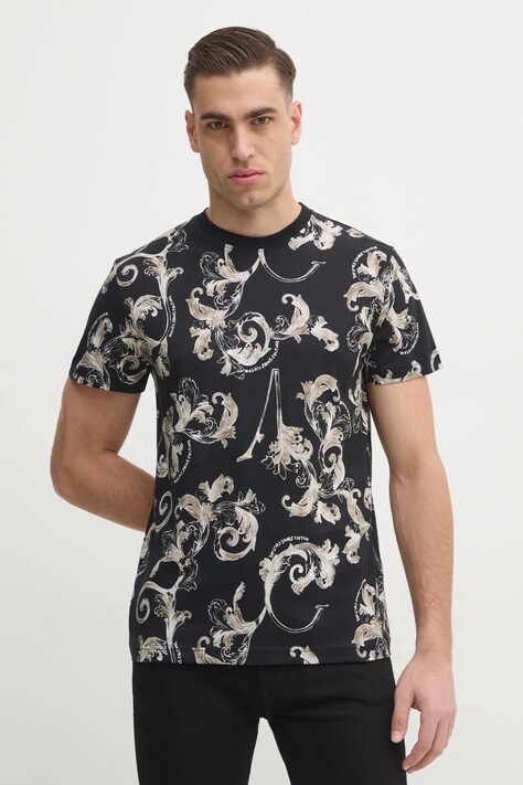 Versace Jeans Couture tricou din bumbac barbati, culoarea negru, modelator, 78GAH6S0 JS458