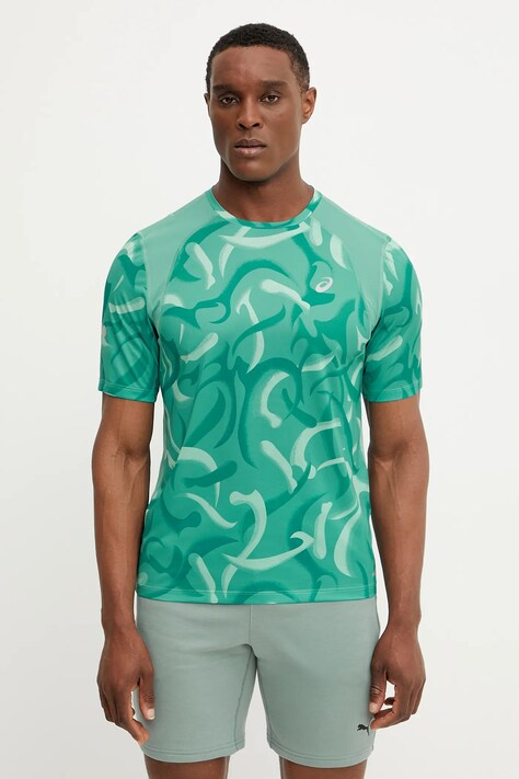 Asics tricou de alergare Road culoarea turcoaz, cu imprimeu, 2011D095