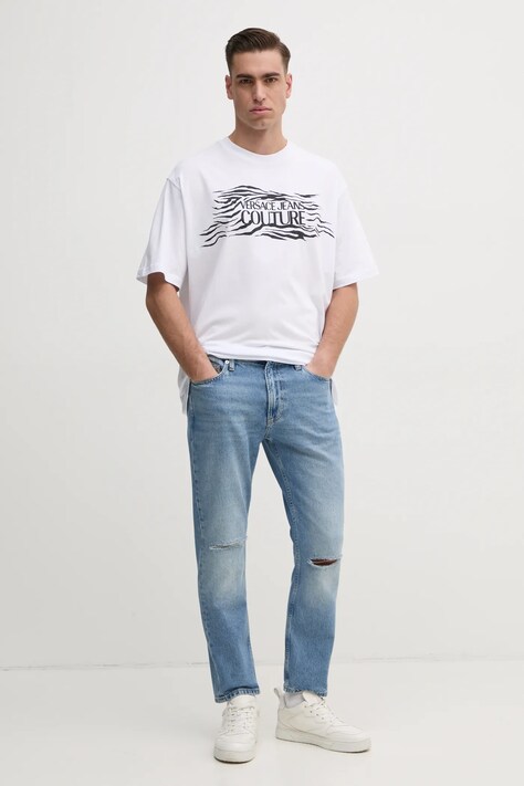 Бавовняна футболка Versace Jeans Couture — SS25-TSM0IZ, білий — фото 2