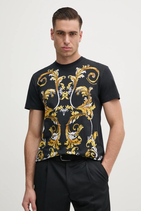 Versace Jeans Couture tricou din bumbac barbati, culoarea negru, modelator, 78GAH6SB JS461
