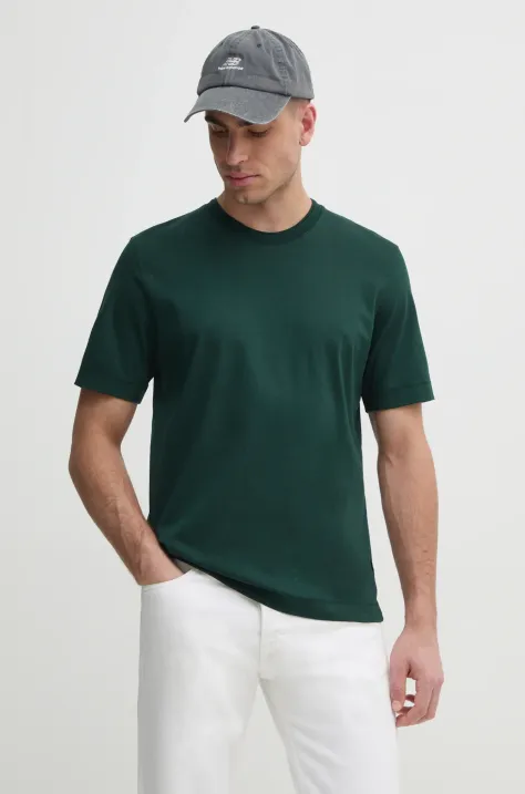 Sisley tricou din bumbac barbati, culoarea verde, neted, 35MAS1049