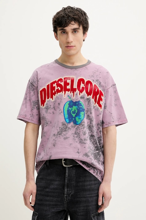 Diesel tricou din bumbac T-BOXT-R9 T-SHIRT barbati, culoarea roz, modelator, A16164.0GIAR