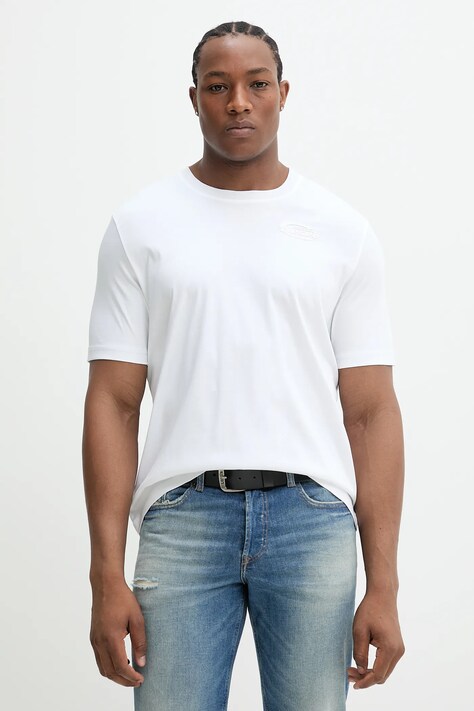 Diesel tricou din bumbac T-MADJUST-R2 T-SHIRT bărbați, culoarea alb, cu imprimeu, A16432.0SKAF