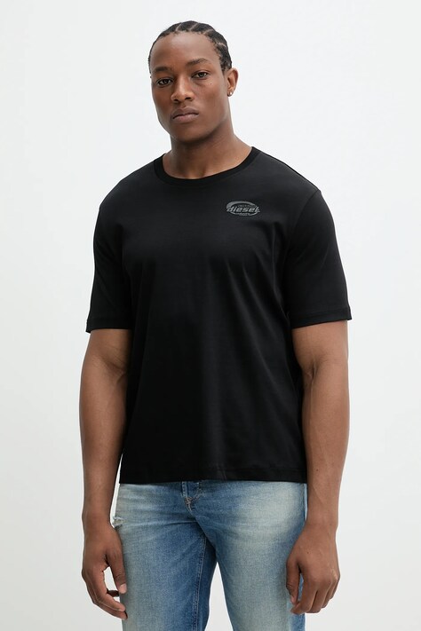 Diesel tricou din bumbac T-MADJUST-R2 T-SHIRT bărbați, culoarea negru, cu imprimeu, A16432.0SKAF