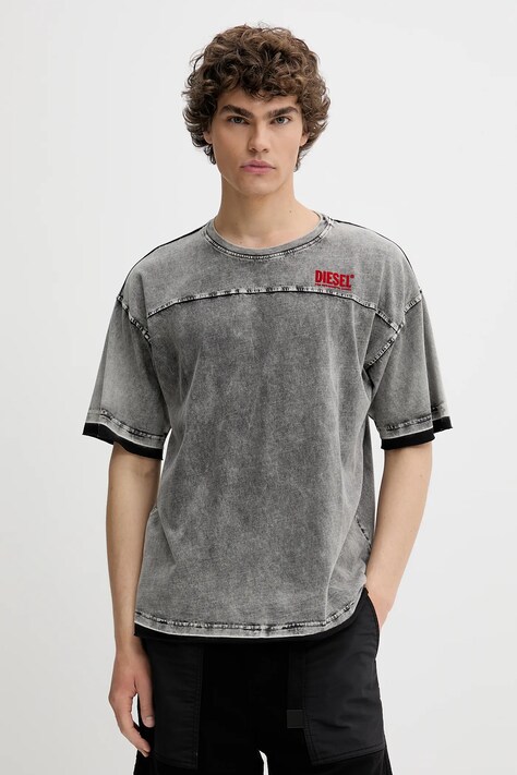 Diesel tricou din bumbac T-HOXT T-SHIRT culoarea gri, melanj, A16916.0PKAN