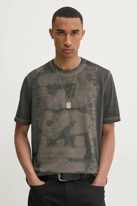 Diesel tricou T-ADJUST-R18 T-SHIRT barbati, culoarea gri, modelator, A17255.0EGBJ