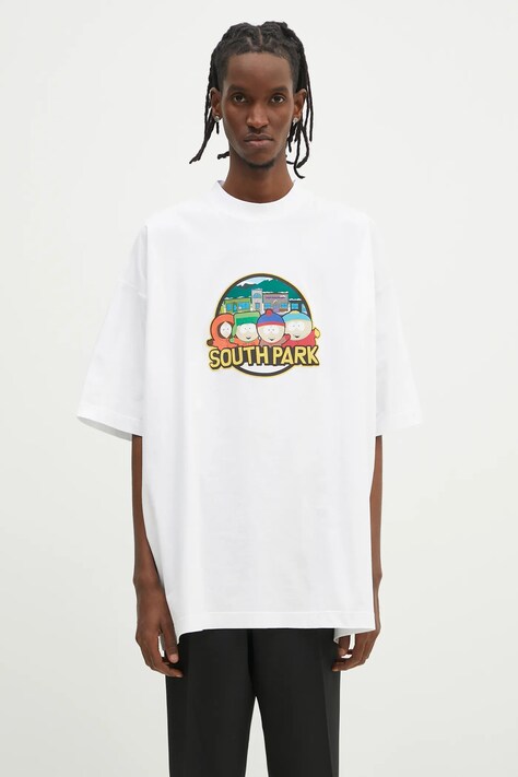 VETEMENTS t-shirt bawełniany Southpark Oversized męski kolor biały z nadrukiem UA66TR610W
