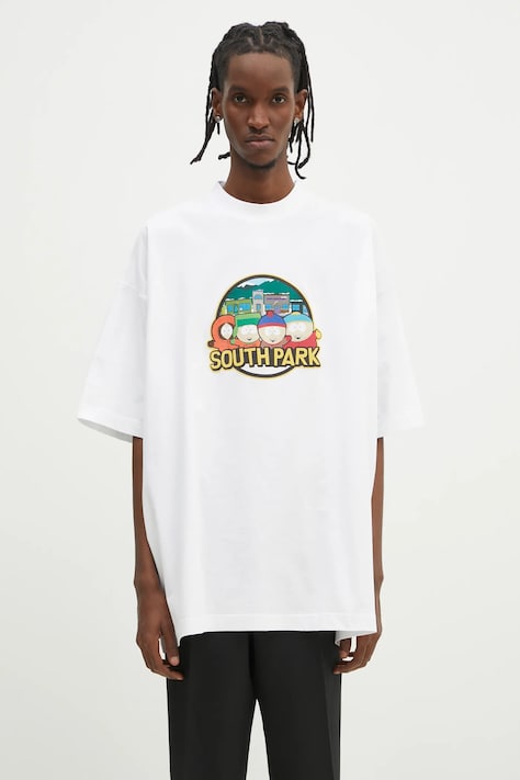 VETEMENTS t-shirt bawełniany Southpark Oversized męski kolor biały z nadrukiem UA66TR610W