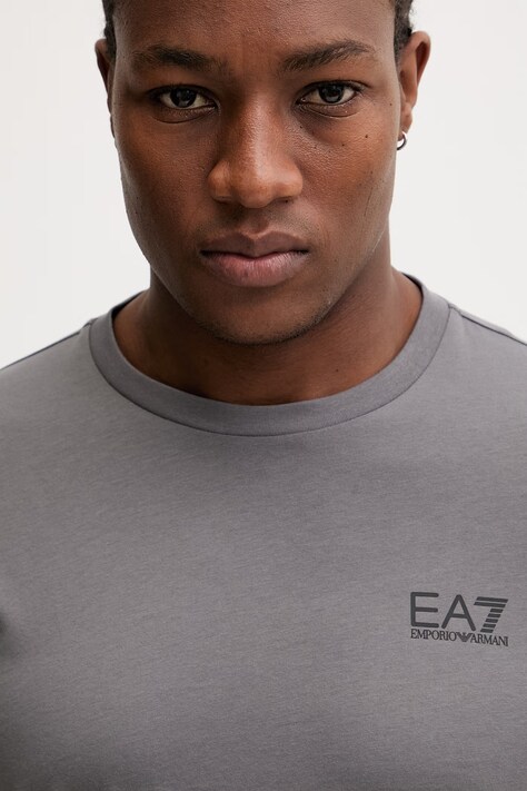 EA7 Emporio Armani t-shirt bawełniany męski kolor szary z nadrukiem AF10375.7M000567