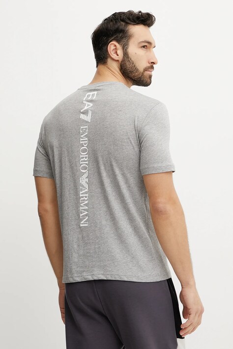 EA7 Emporio Armani t-shirt bawełniany męski kolor szary z nadrukiem AF10375.7M000567