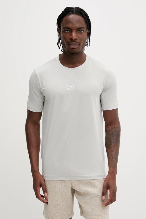 EA7 Emporio Armani t-shirt treningowy męski kolor szary gładki AF13912.7M000521