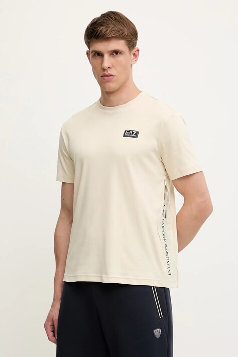 Tričko EA7 Emporio Armani pánské, béžová barva, AF14616.7M000516