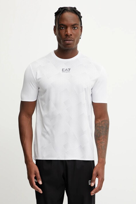 Тениска за трениране EA7 Emporio Armani в бяло с десен AF13758.7M000172