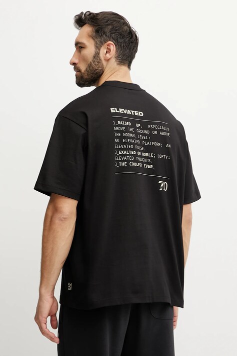 Бавовняна футболка EA7 Emporio Armani чоловіча колір чорний з принтом AF12957.7X000082