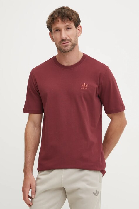adidas Originals tricou din bumbac Trefoil barbati, culoarea bordo, neted, JC9992
