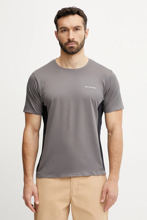 Columbia tricou sport Three Pitch culoarea bej, modelator, 2114753