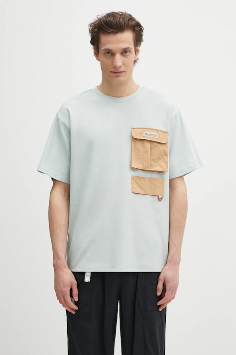 Columbia t-shirt Cove Beach męski kolor turkusowy z aplikacją 2126091