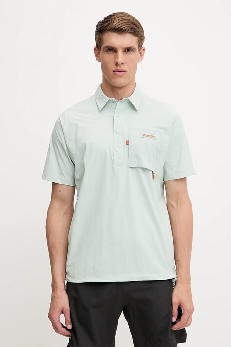 Columbia polo sportowe Cove Beach męski kolor turkusowy gładki 2119481