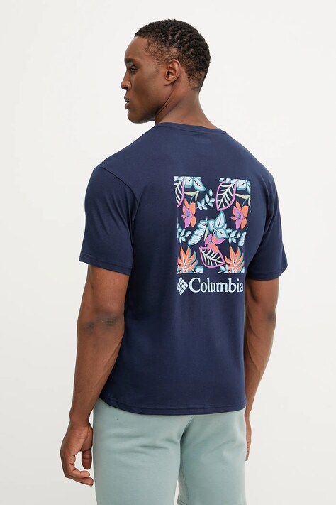 Columbia tricou din bumbac North Cascades barbati, culoarea albastru marin, cu imprimeu, 1834041.