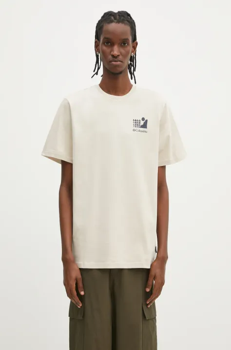 Columbia t-shirt in cotone Explorers Canyon uomo colore beige 2036451.