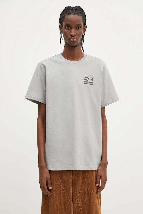 Columbia t-shirt in cotone Explorers Canyon uomo colore grigio 2036451.