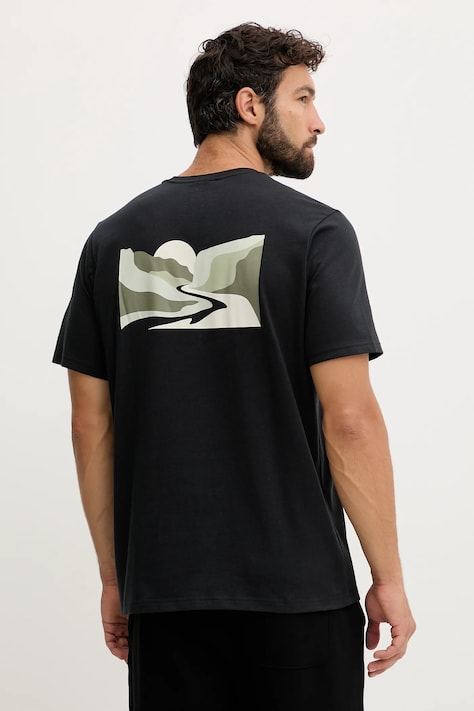 Хлопковая футболка Columbia Explorers Canyon мужская цвет чёрный с принтом 2036451.