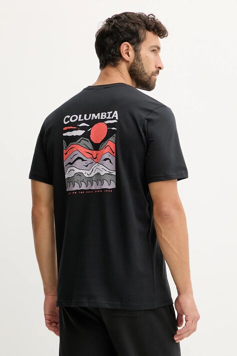 Columbia tricou din bumbac Explorers Canyon culoarea negru, cu imprimeu, 2036451.