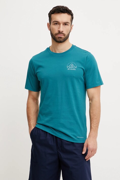 Columbia tricou sport Tunnel Valley culoarea verde, neted, 2119563
