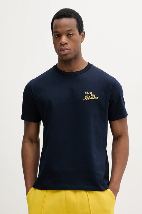 Бавовняна футболка United Colors of Benetton чоловіча колір синій з аплікацією 34BNU10AP
