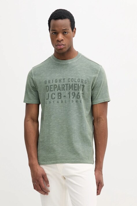 Бавовняна футболка United Colors of Benetton чоловіча колір зелений з принтом 3F98U109Y