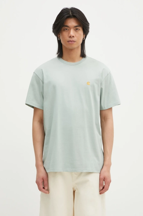 Carhartt WIP cotton t-shirt Chase men’s green color with an application I026391.2O2XX