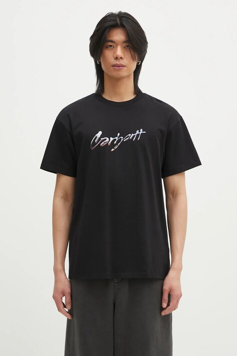 Бавовняна футболка Carhartt WIP Drip Script чоловіча колір чорний з принтом I034405.89XX