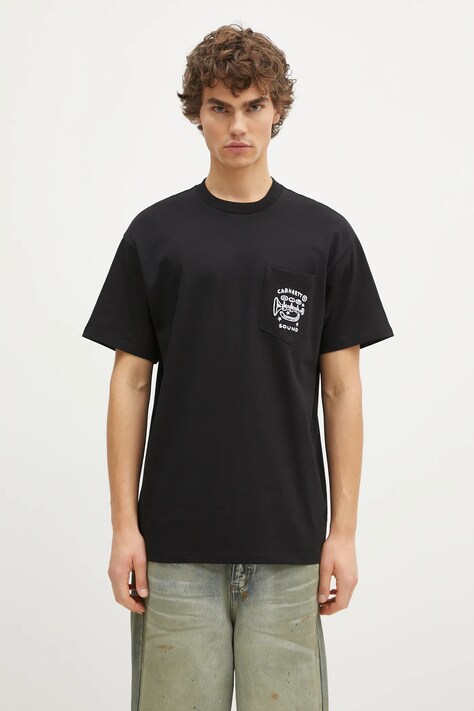Бавовняна футболка Carhartt WIP Fragments Pocket чоловіча колір чорний з аплікацією I034407.0D2XX
