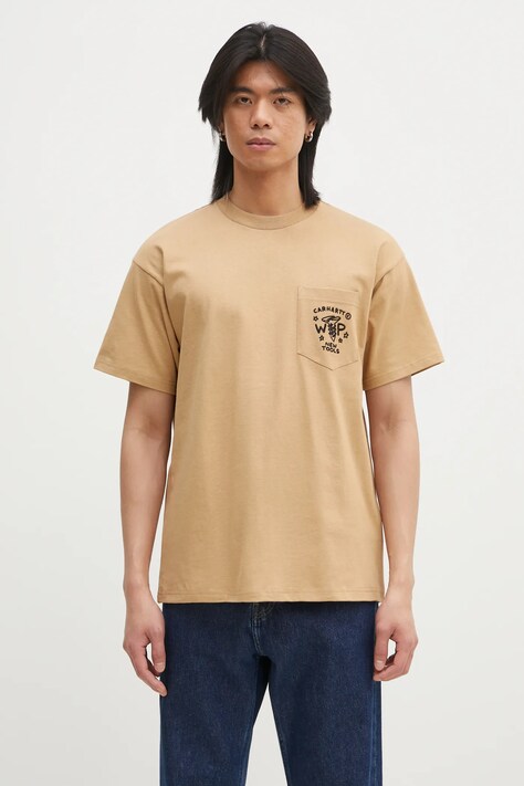 Бавовняна футболка Carhartt WIP Fragments Pocket чоловіча колір зелений з аплікацією I034407.0IAXX