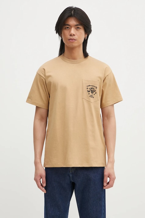 Carhartt WIP t-shirt in cotone Fragments Pocket uomo colore verde con applicazione I034407.0IAXX