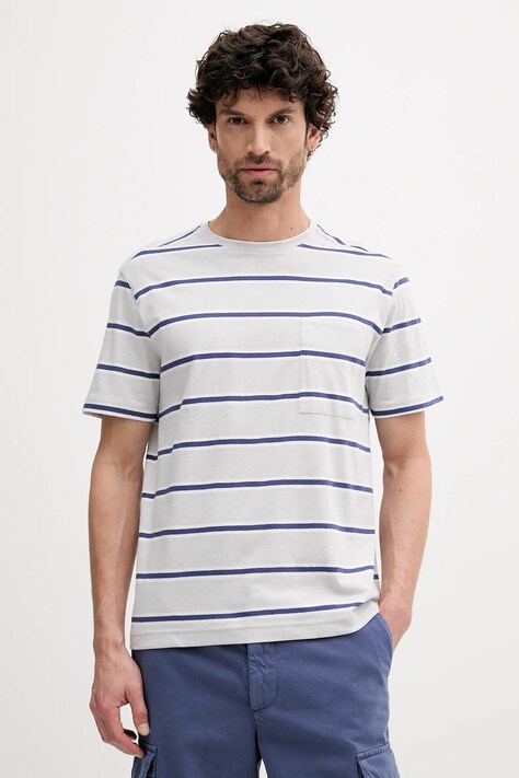 United Colors of Benetton tricou din amestec de in culoarea gri, cu imprimeu, 32UZU10A7