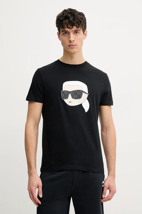 Karl Lagerfeld tricou din bumbac bărbați, culoarea negru, cu imprimeu, 552251.755073