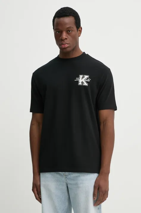 Karl Lagerfeld t-shirt bawełniany męski kolor czarny z aplikacją 552221.755148