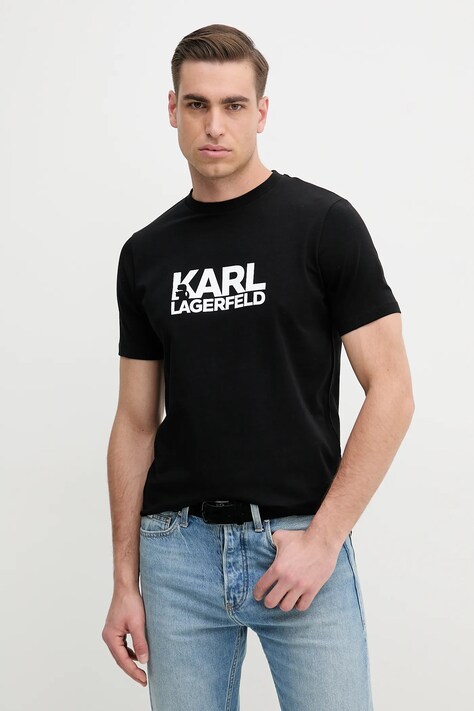 Karl Lagerfeld tricou barbati, culoarea negru, cu imprimeu, 552235.755087