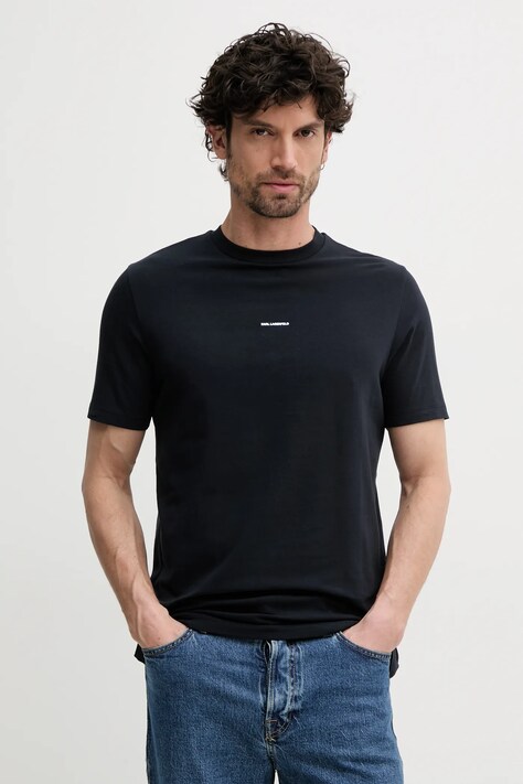 Karl Lagerfeld tricou barbati, culoarea albastru marin, neted, 552235.755030