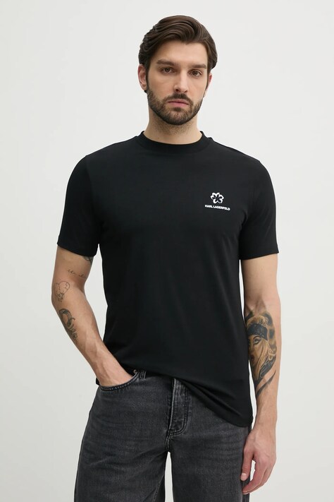 Karl Lagerfeld tricou barbati, culoarea negru, cu imprimeu, 552235.755043