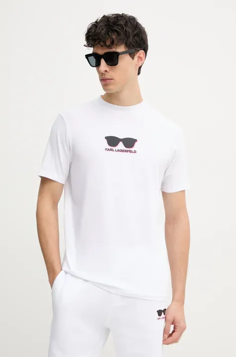 Karl Lagerfeld t-shirt męski kolor biały z nadrukiem 552235.755400