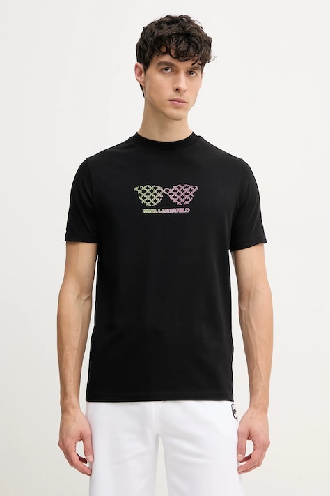 Karl Lagerfeld tricou bărbați, culoarea negru, cu imprimeu, 552235.755402