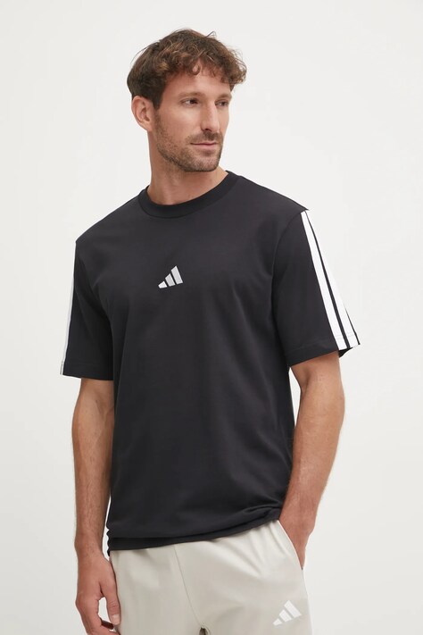 adidas tricou din bumbac Essentials barbati, culoarea negru, cu imprimeu, JW1949